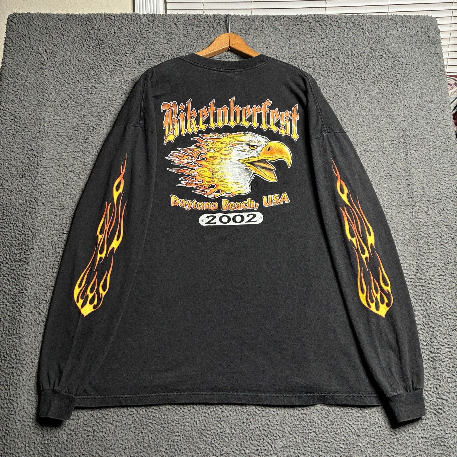 Vintage Y2k Biketoberfest Long Sleeve Tshirt Daytona Beach Flames Eagle 2xl